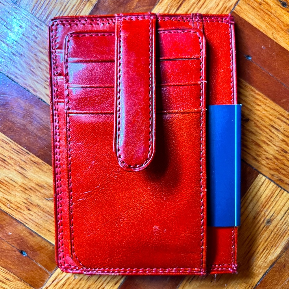 Vera Pelle Genuine Leather red/orange wallet. New!!